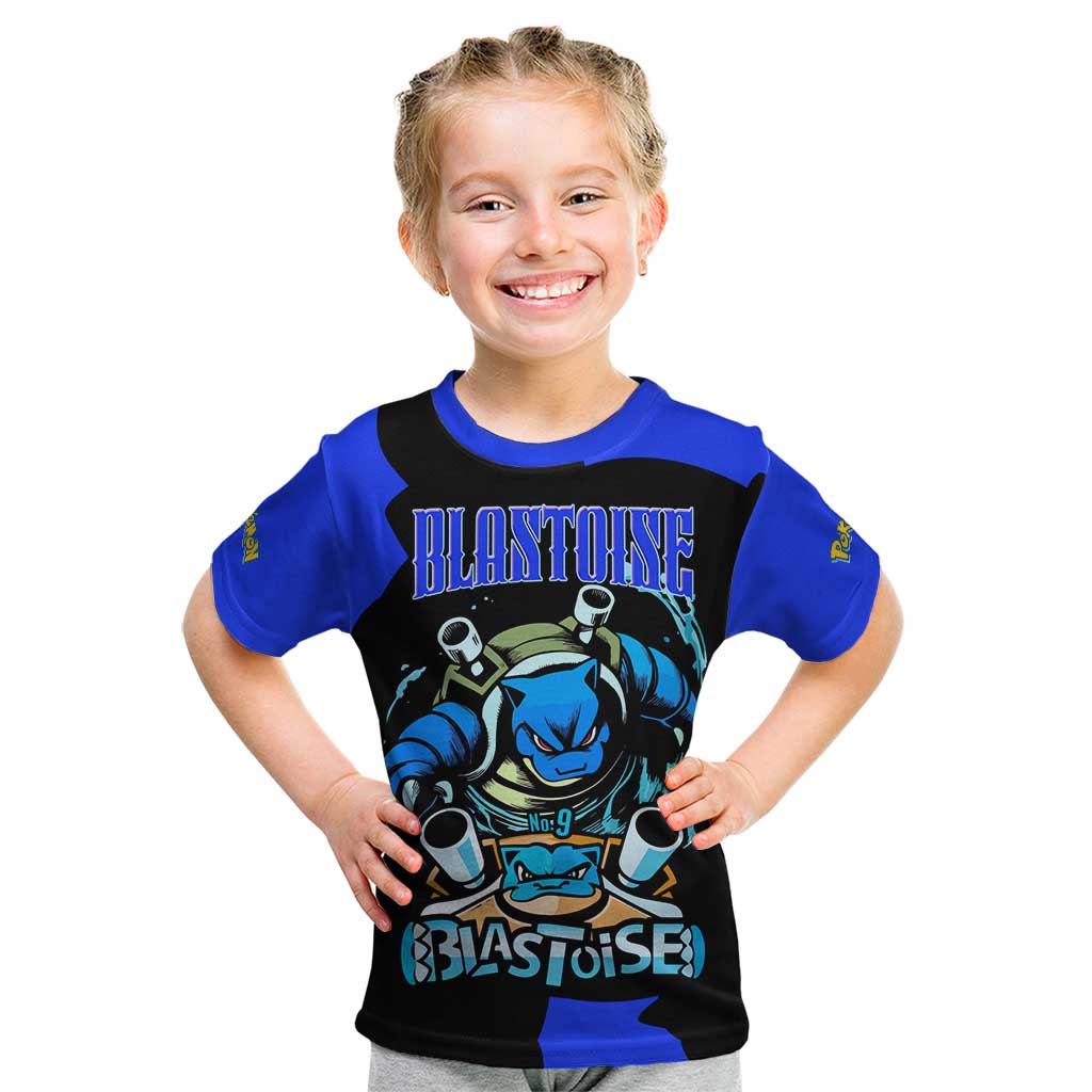 Blastoise Kid T Shirt with Water Cannons and Retro Pokémon Graphic Design - The Mazicc
