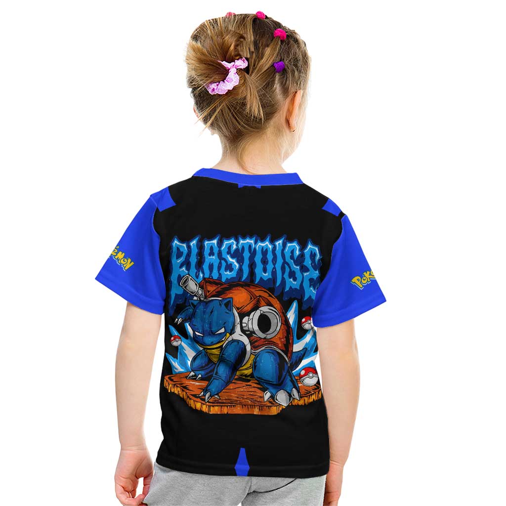 Blastoise Kid T Shirt with Water Cannons and Retro Pokémon Graphic Design - The Mazicc