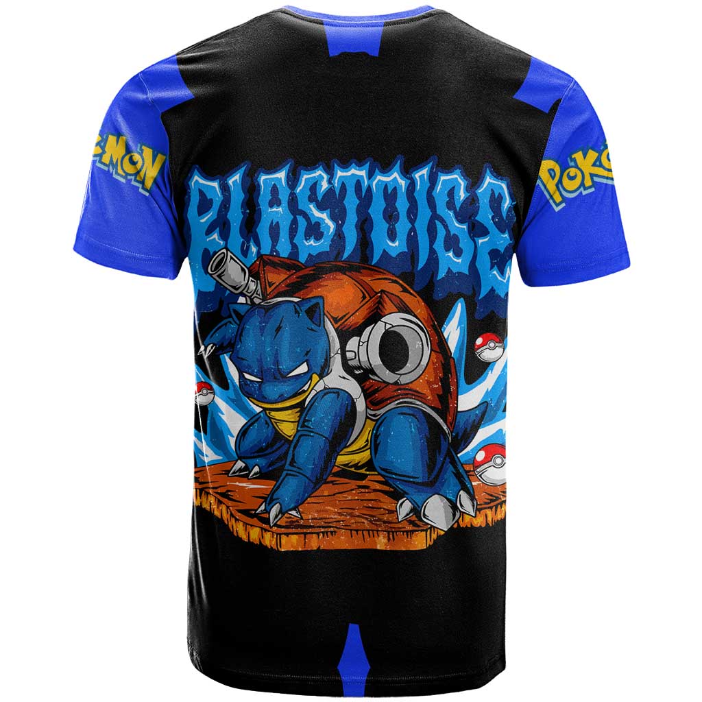 Blastoise T Shirt with Water Cannons and Retro Pokémon Graphic Design - The Mazicc