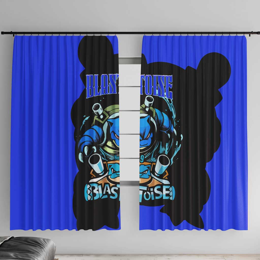 Blastoise Window Curtain with Water Cannons and Retro Pokémon Graphic Design - The Mazicc