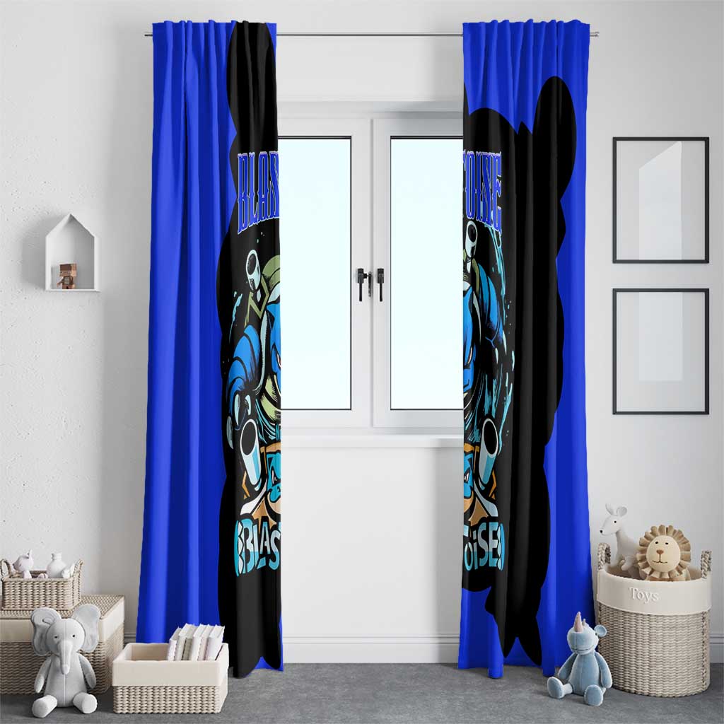 Blastoise Window Curtain with Water Cannons and Retro Pokémon Graphic Design - The Mazicc