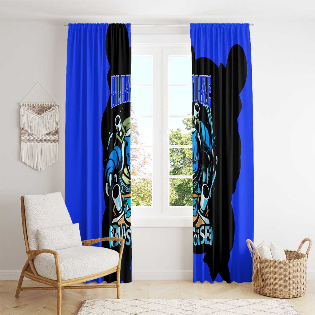 Blastoise Window Curtain with Water Cannons and Retro Pokémon Graphic Design - The Mazicc