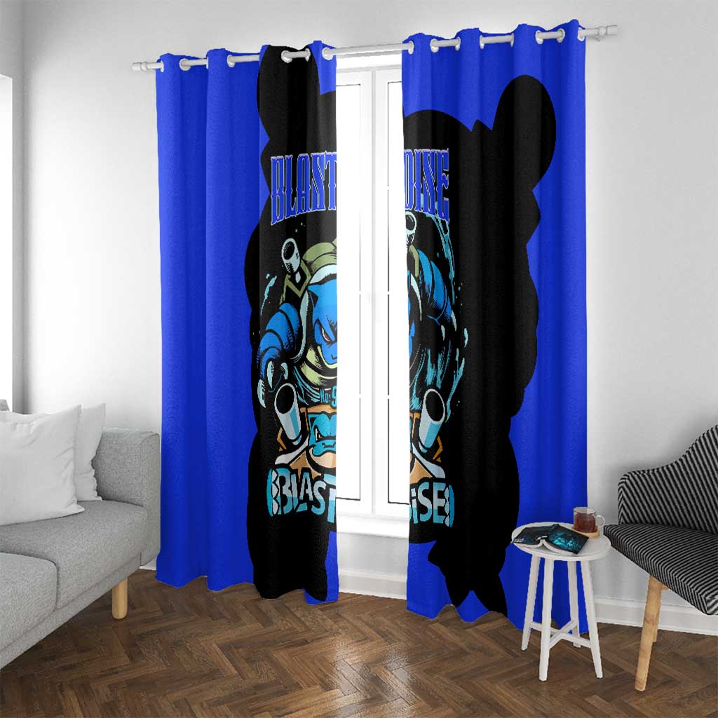 Blastoise Window Curtain with Water Cannons and Retro Pokémon Graphic Design - The Mazicc