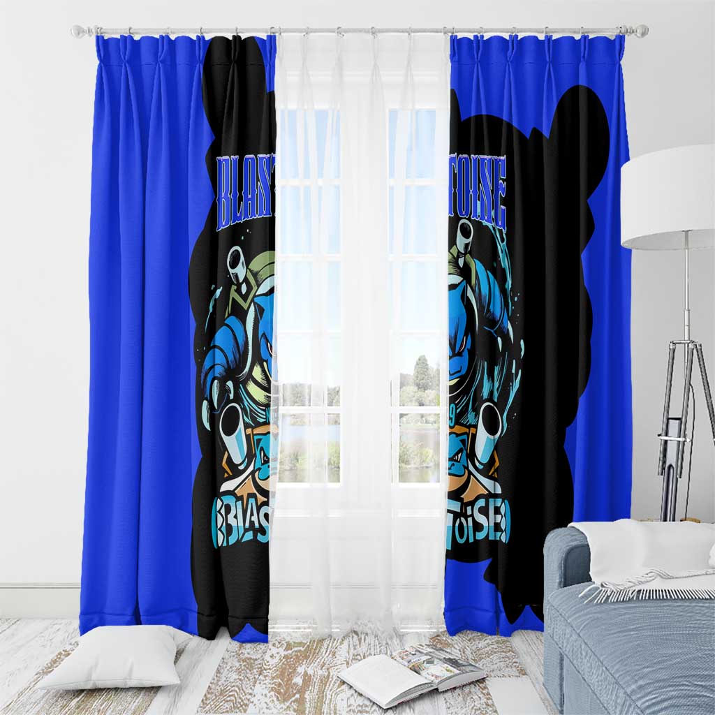Blastoise Window Curtain with Water Cannons and Retro Pokémon Graphic Design - The Mazicc