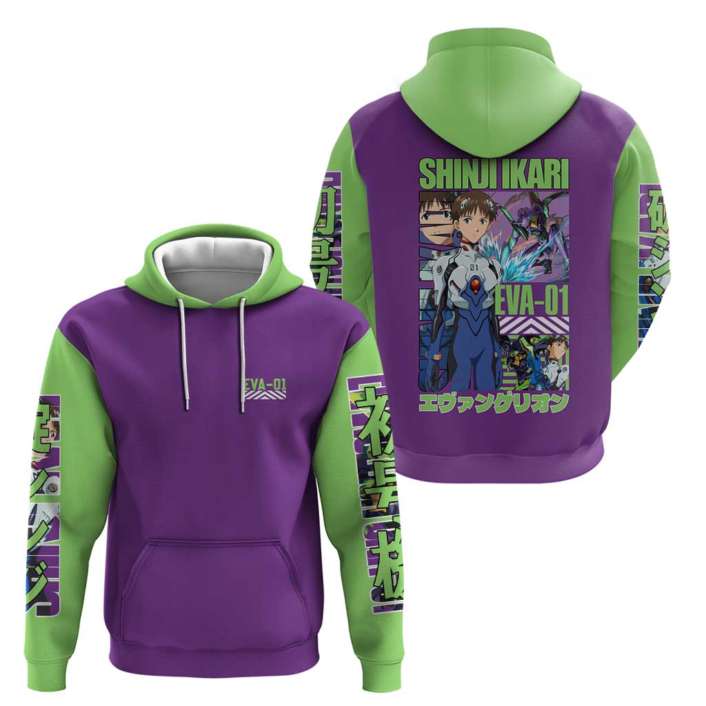Shinji Ikari x Eva 01 Neon Genesis Evangelion Hoodie Anime Style