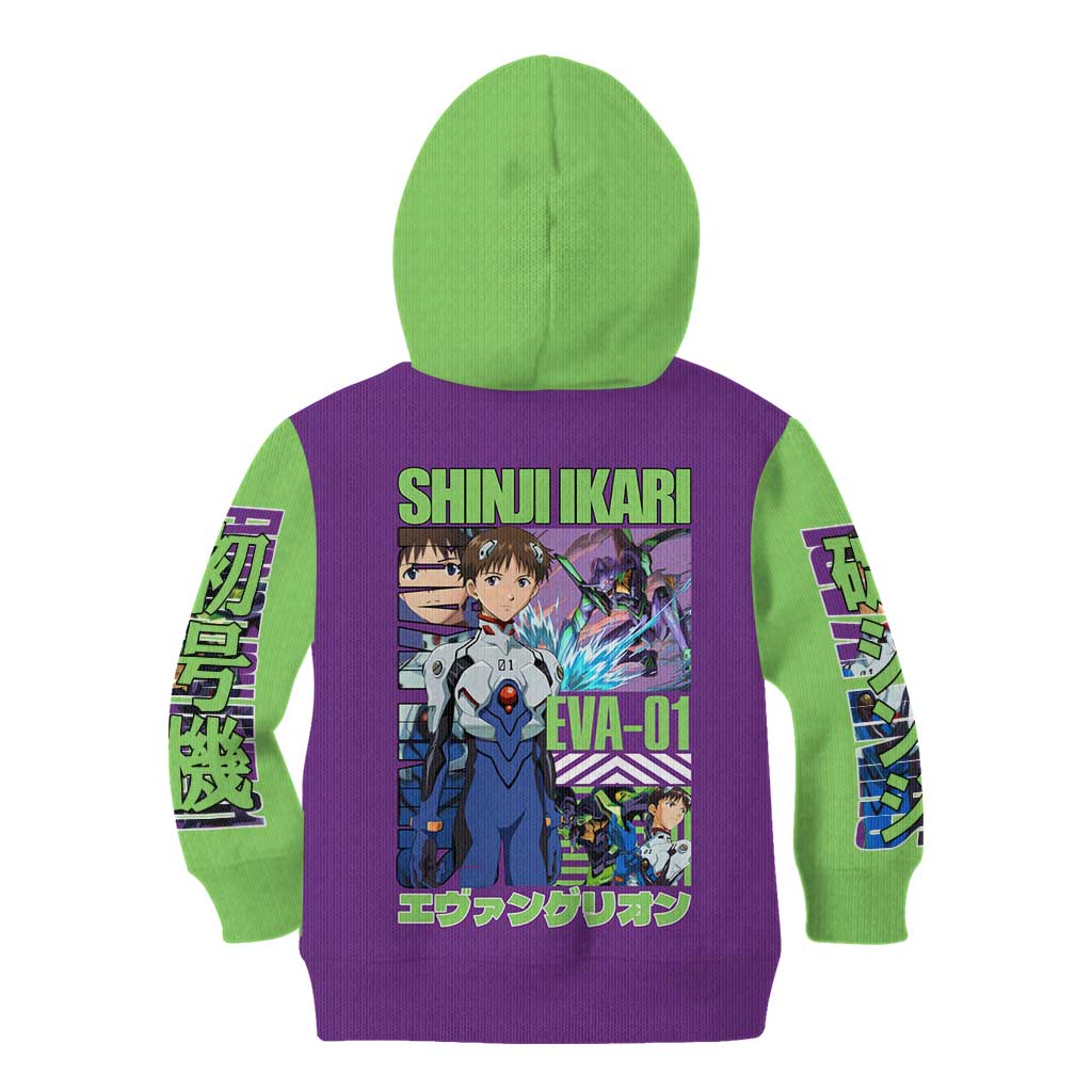 Shinji Ikari x Eva 01 Neon Genesis Evangelion Kid Hoodie Anime Style