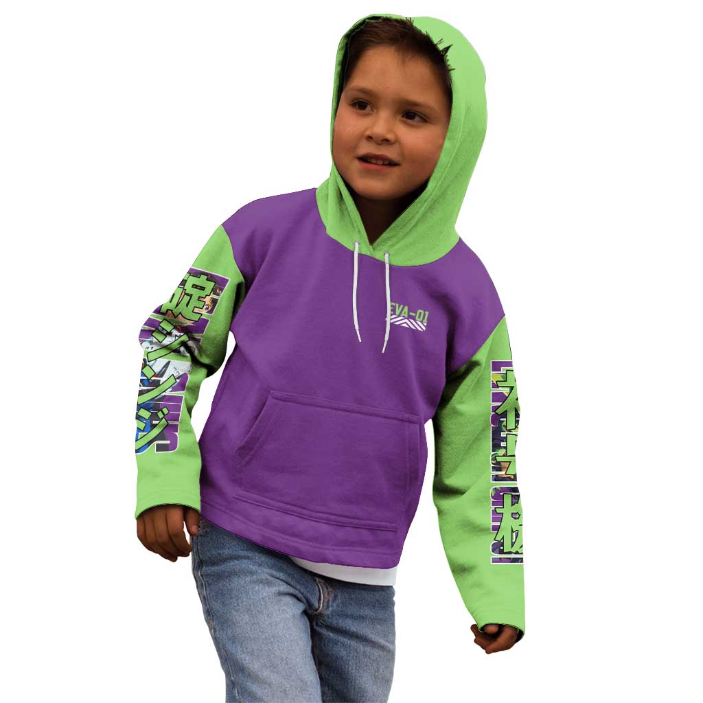 Shinji Ikari x Eva 01 Neon Genesis Evangelion Kid Hoodie Anime Style