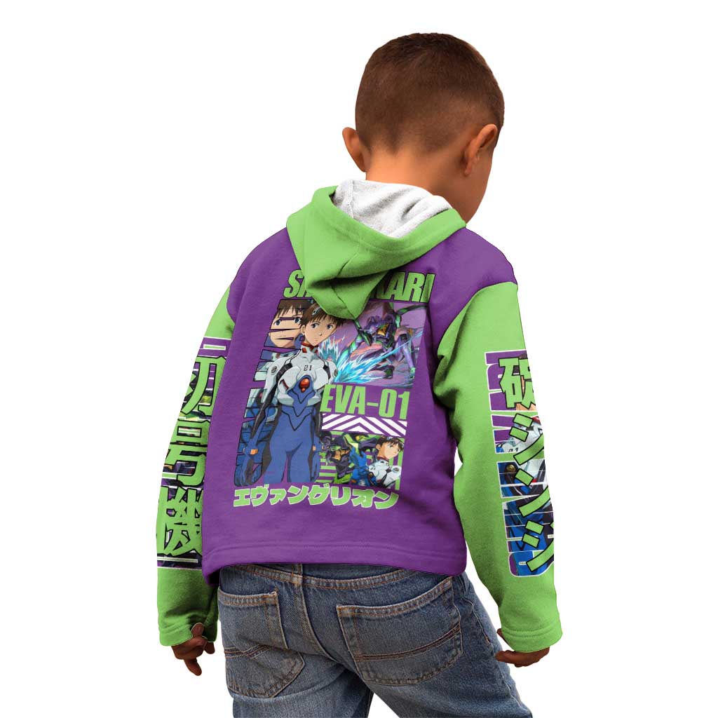 Shinji Ikari x Eva 01 Neon Genesis Evangelion Kid Hoodie Anime Style