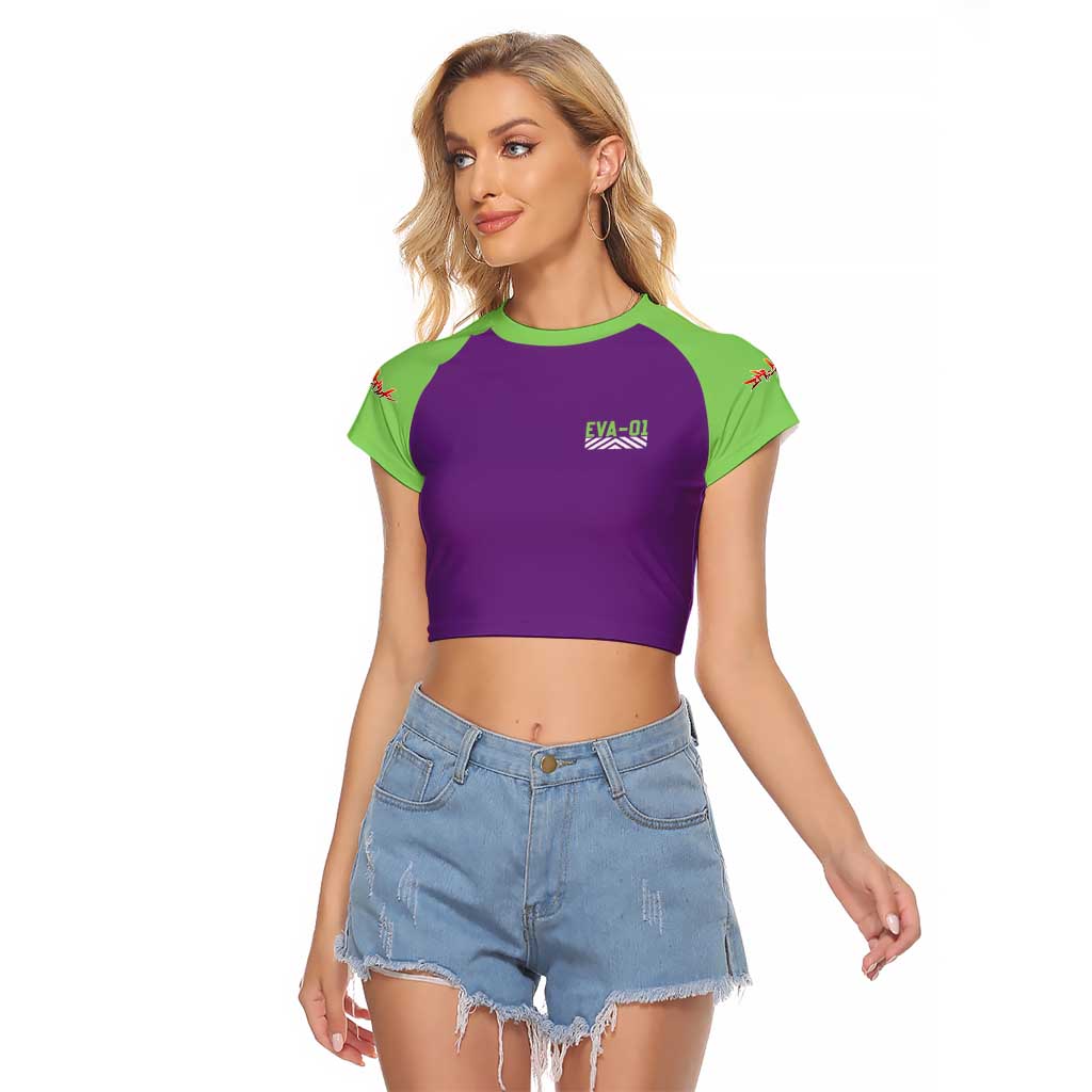 Shinji Ikari x Eva 01 Neon Genesis Evangelion Raglan Cropped T Shirt Anime Style