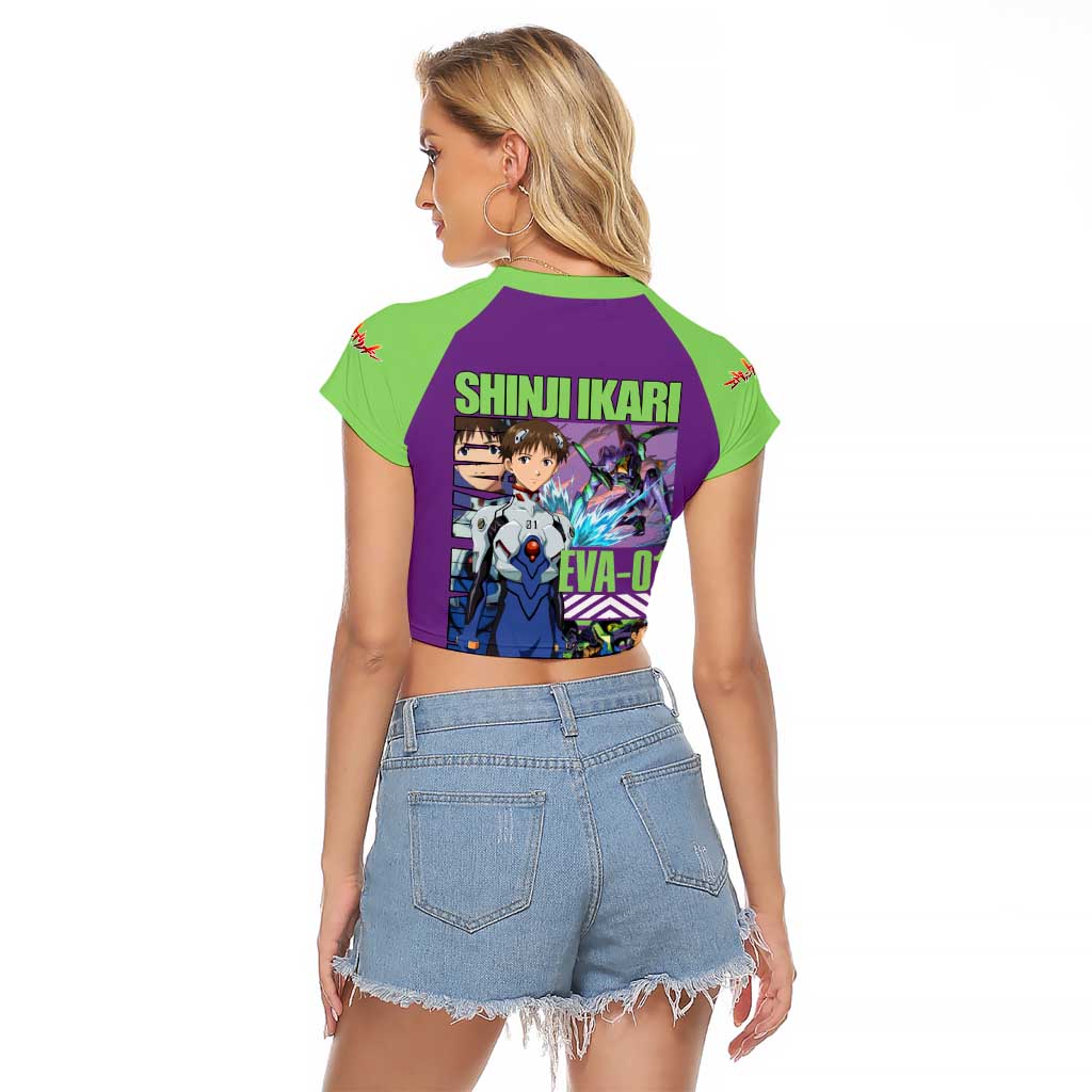 Shinji Ikari x Eva 01 Neon Genesis Evangelion Raglan Cropped T Shirt Anime Style