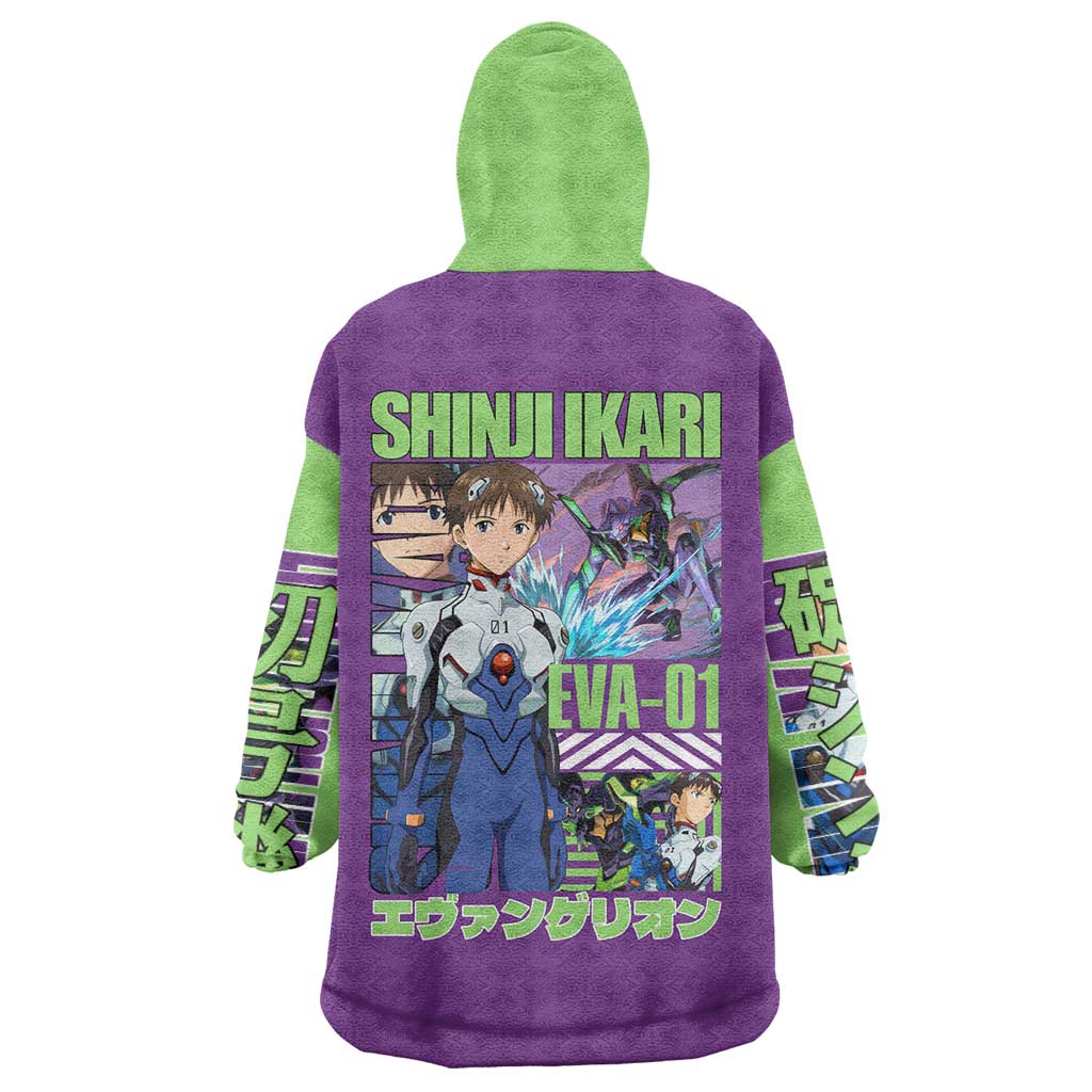 Shinji Ikari x Eva 01 Neon Genesis Evangelion Wearable Blanket Hoodie Anime Style