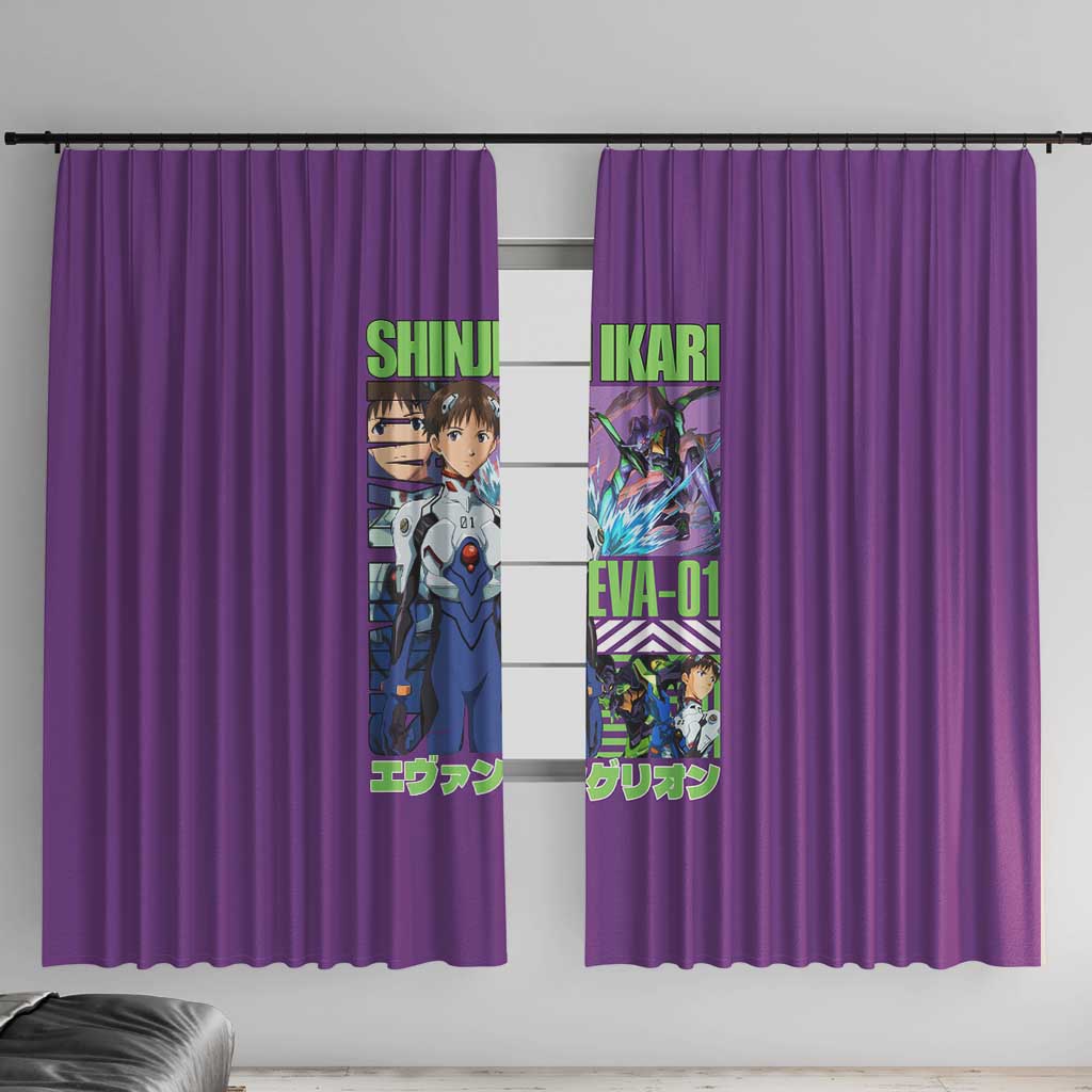 Shinji Ikari x Eva 01 Neon Genesis Evangelion Window Curtain Anime Style