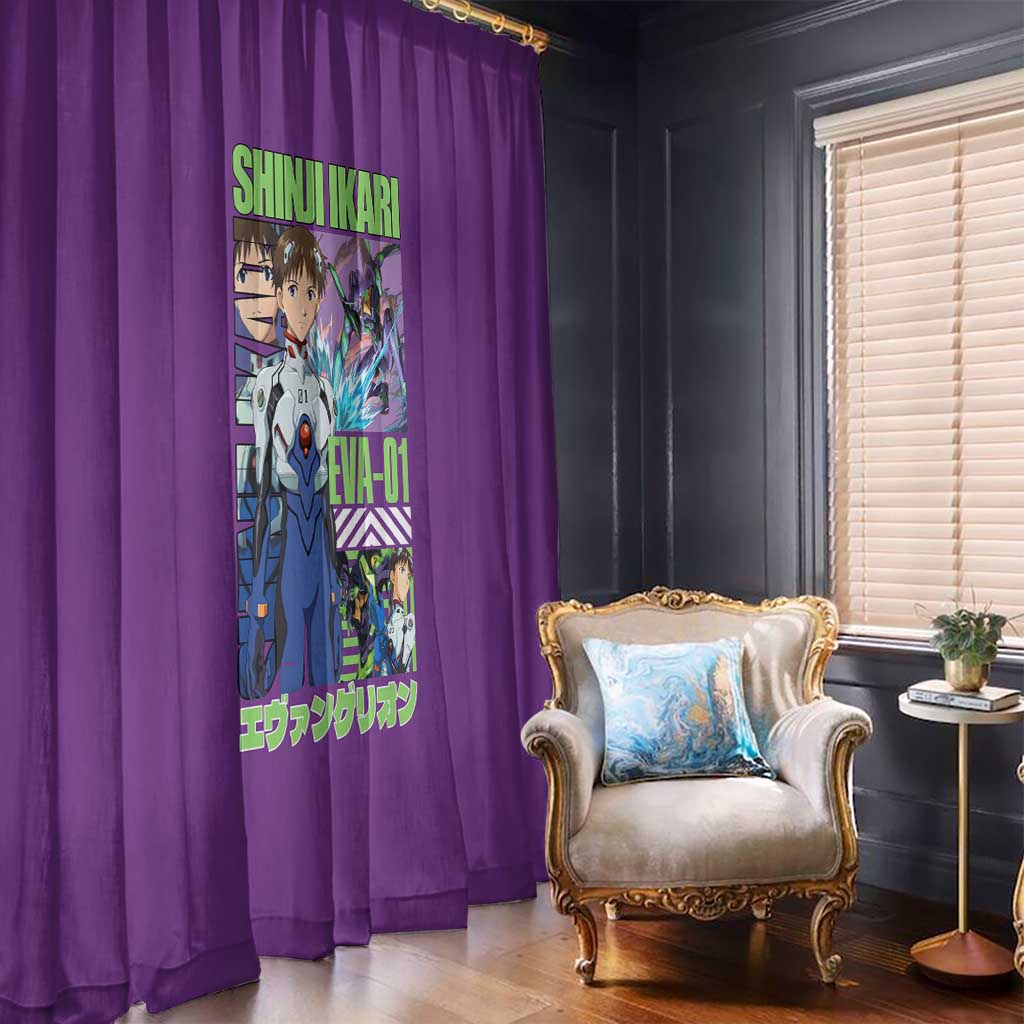 Shinji Ikari x Eva 01 Neon Genesis Evangelion Window Curtain Anime Style