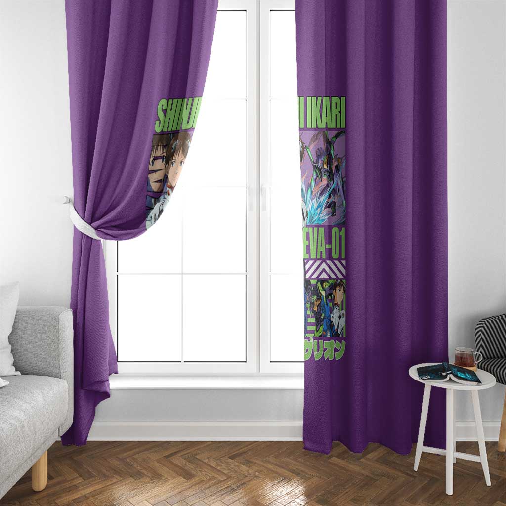 Shinji Ikari x Eva 01 Neon Genesis Evangelion Window Curtain Anime Style