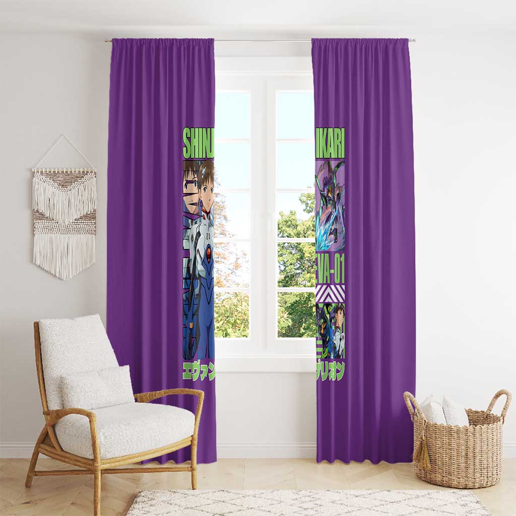 Shinji Ikari x Eva 01 Neon Genesis Evangelion Window Curtain Anime Style