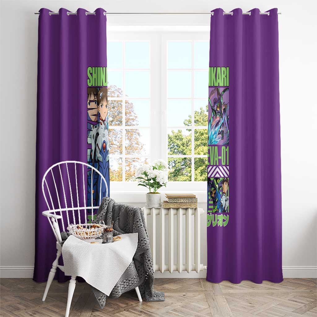 Shinji Ikari x Eva 01 Neon Genesis Evangelion Window Curtain Anime Style
