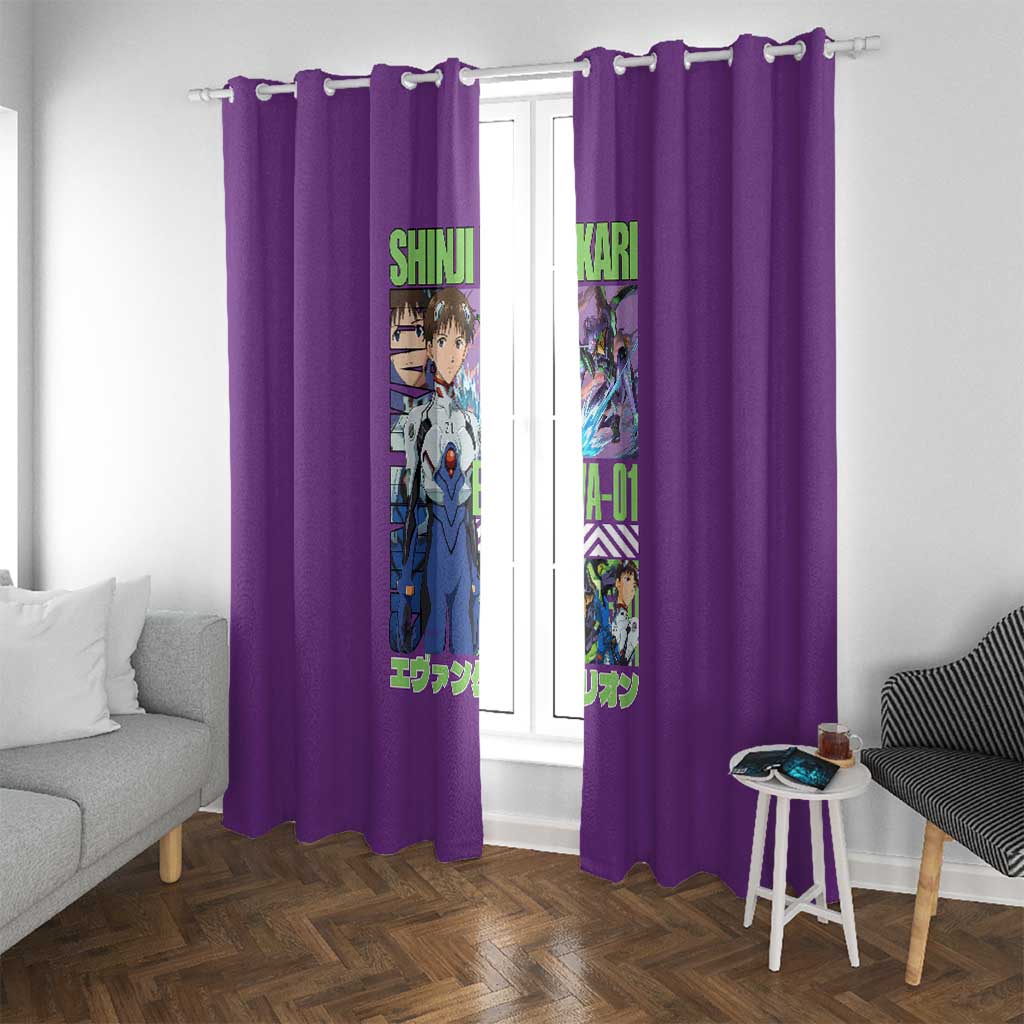 Shinji Ikari x Eva 01 Neon Genesis Evangelion Window Curtain Anime Style