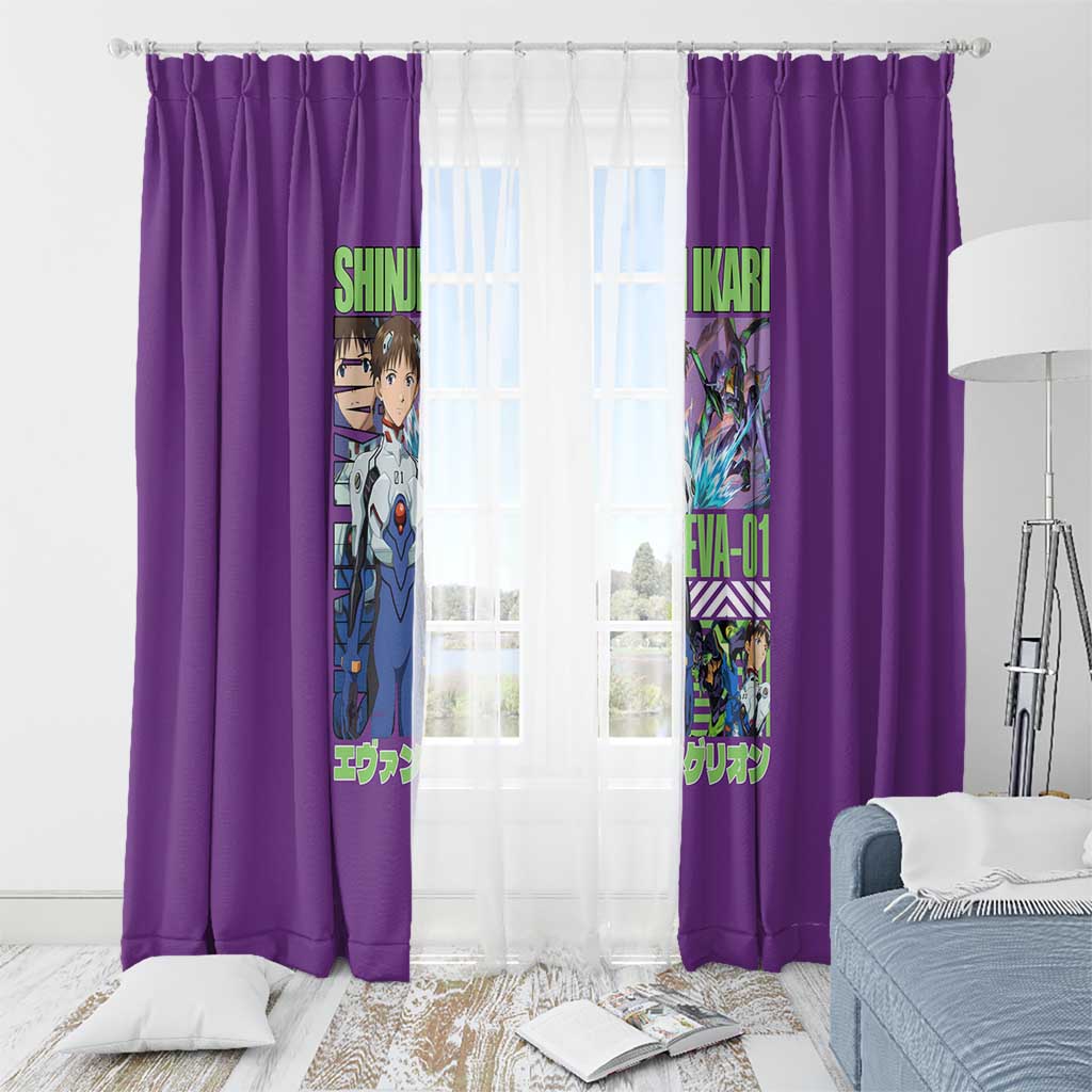 Shinji Ikari x Eva 01 Neon Genesis Evangelion Window Curtain Anime Style