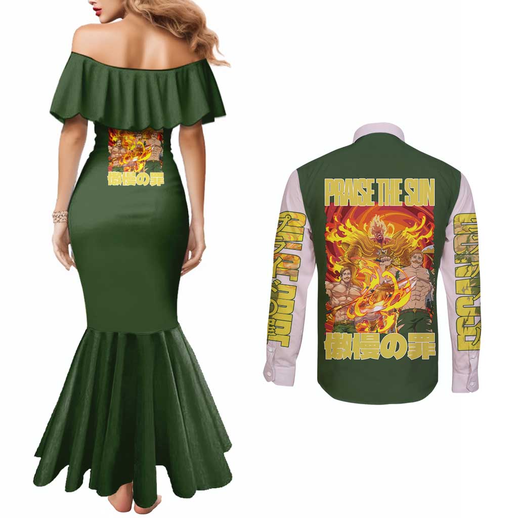 Escanor Seven Deadly Sins Couples Matching Mermaid Dress and Long Sleeve Button Shirt Anime Style