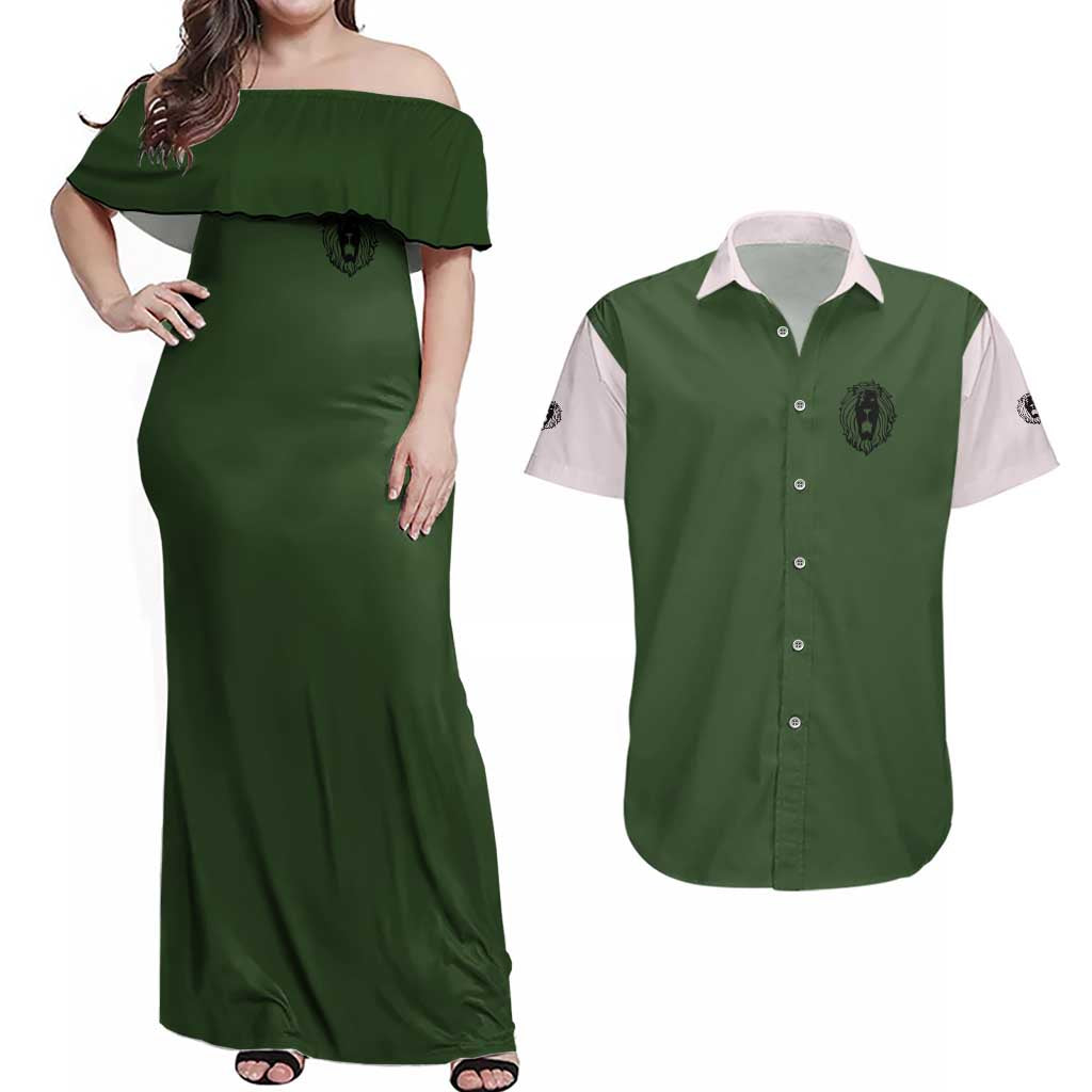 Escanor Seven Deadly Sins Couples Matching Off Shoulder Maxi Dress and Hawaiian Shirt Anime Style
