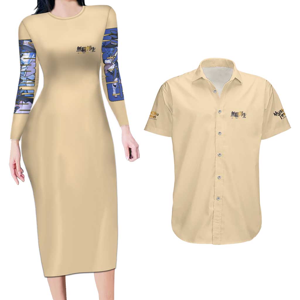 Roxy Migurdia Mushoku Tensei Couples Matching Long Sleeve Bodycon Dress and Hawaiian Shirt Anime Style