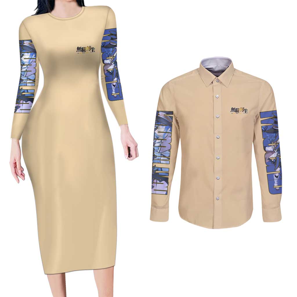 Roxy Migurdia Mushoku Tensei Couples Matching Long Sleeve Bodycon Dress and Long Sleeve Button Shirt Anime Style