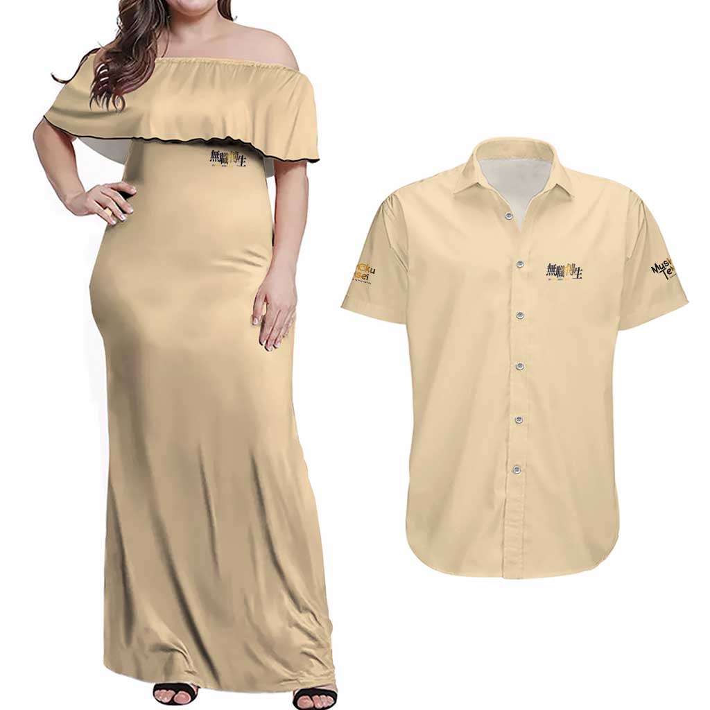 Roxy Migurdia Mushoku Tensei Couples Matching Off Shoulder Maxi Dress and Hawaiian Shirt Anime Style