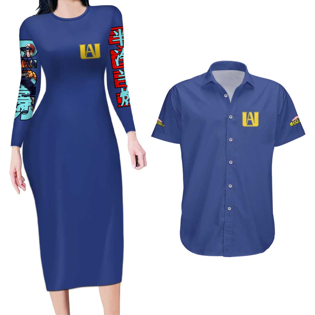 Todoroki Shoto My Hero Academia Couples Matching Long Sleeve Bodycon Dress and Hawaiian Shirt Anime Style