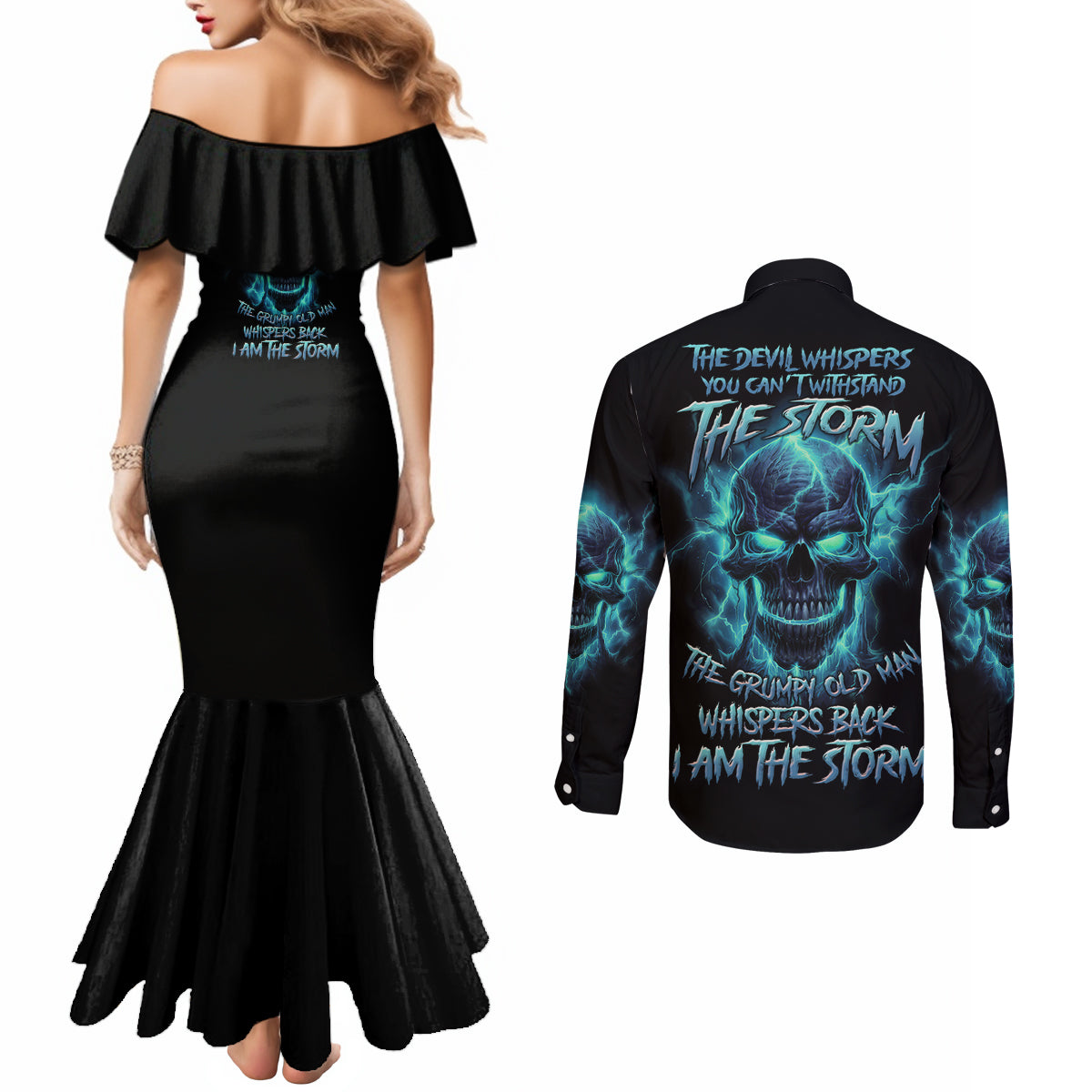 i-am-the-storm-grumpy-old-man-couples-matching-mermaid-dress-and-long-sleeve-button-shirt