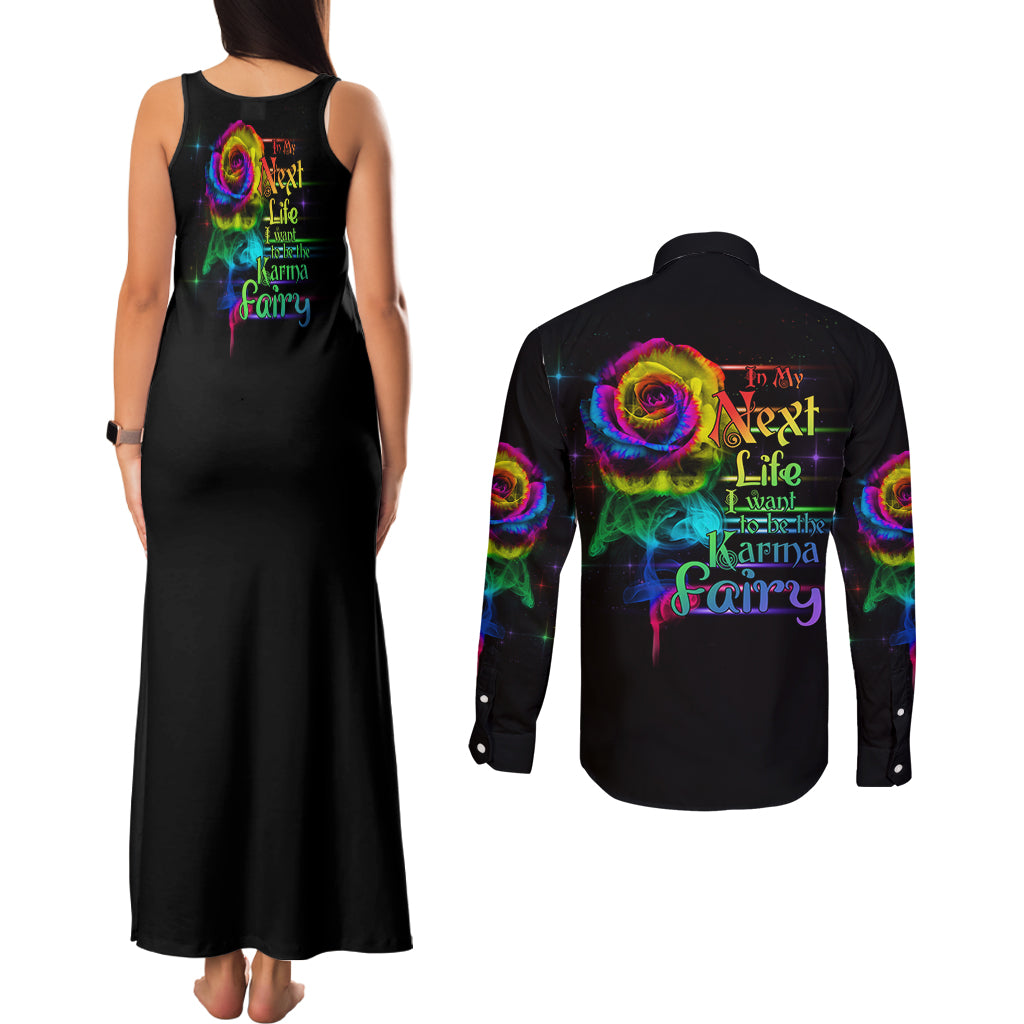 karma-fairy-rose-smoke-skull-couples-matching-tank-maxi-dress-and-long-sleeve-button-shirt