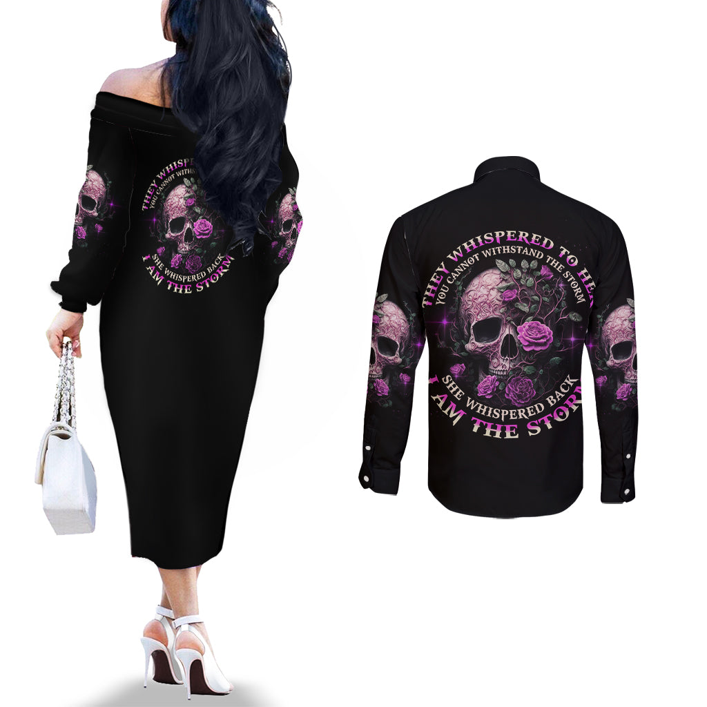 i-am-the-storm-rose-couples-matching-off-the-shoulder-long-sleeve-dress-and-long-sleeve-button-shirt