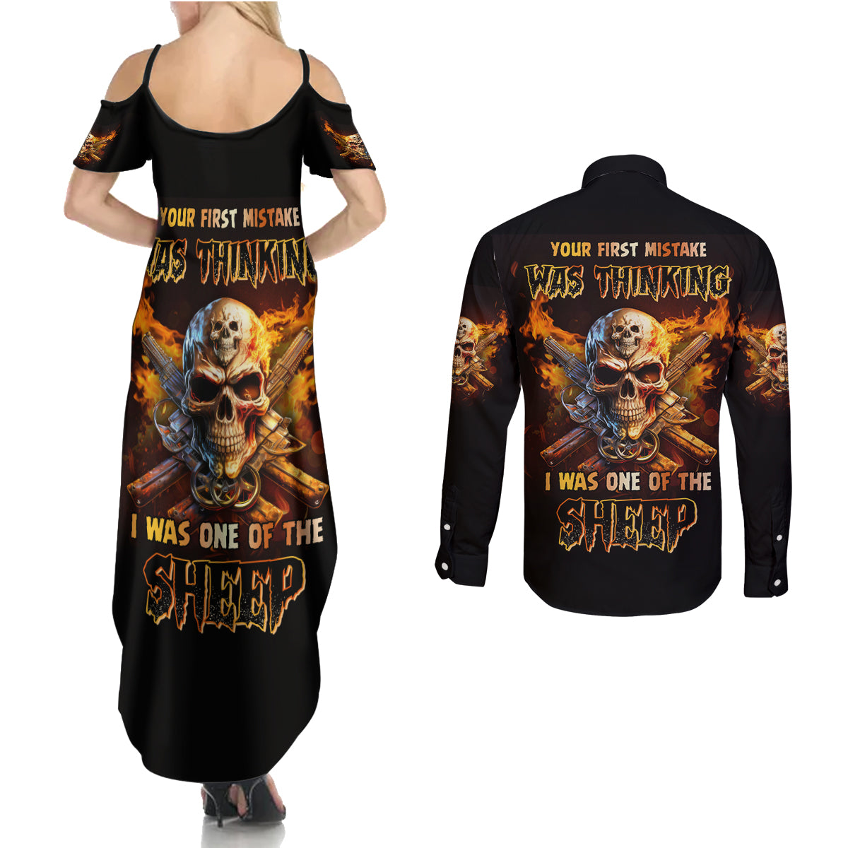 your-first-mistake-fire-skull-couples-matching-summer-maxi-dress-and-long-sleeve-button-shirt