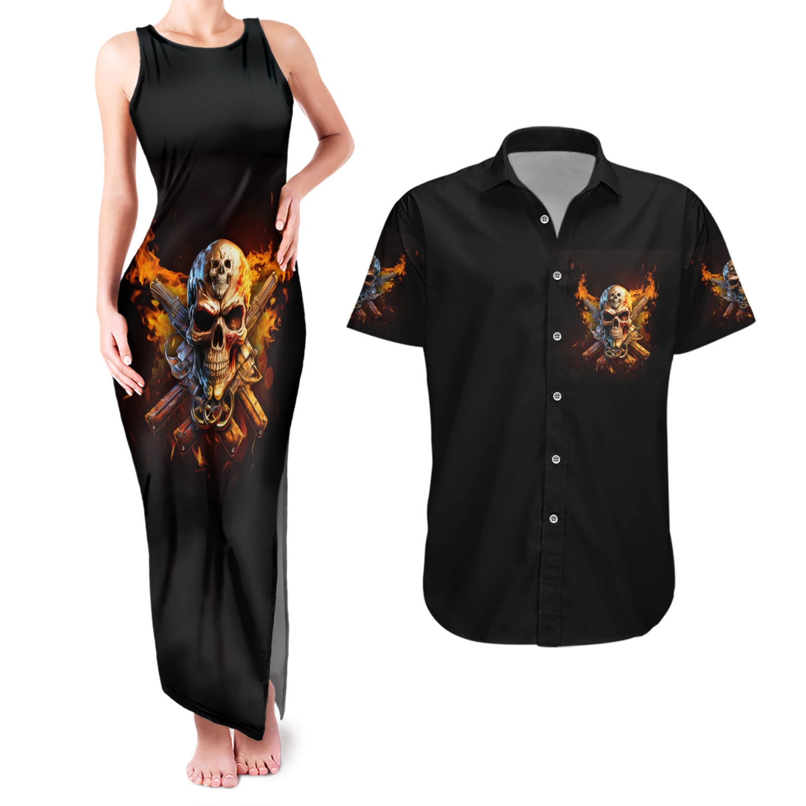 your-first-mistake-fire-skull-couples-matching-tank-maxi-dress-and-hawaiian-shirt