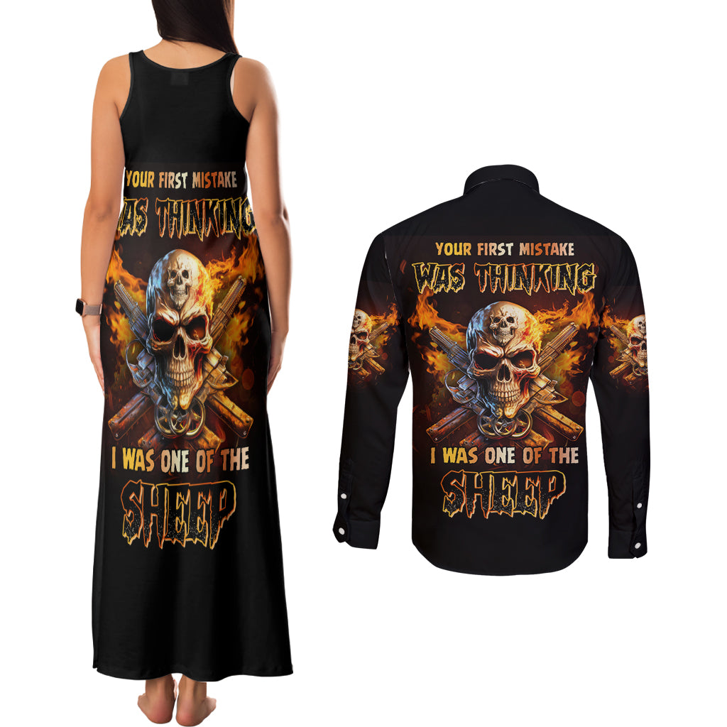 your-first-mistake-fire-skull-couples-matching-tank-maxi-dress-and-long-sleeve-button-shirt