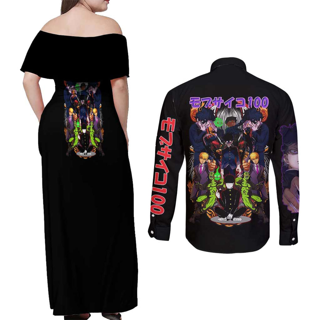 Final Arc Mob Psycho 100 Couples Matching Off Shoulder Maxi Dress and Long Sleeve Button Shirt Japan Anime Style