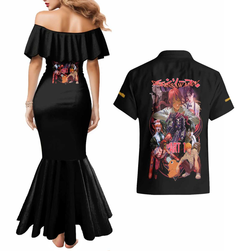 Chainsaw Man Part 1 Couples Matching Mermaid Dress and Hawaiian Shirt Japan Anime Style