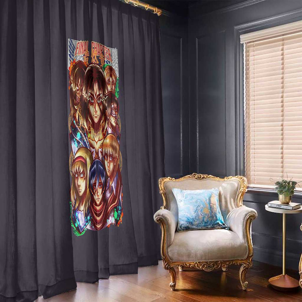 Final Chapter Attack on Titan Window Curtain Japan Anime Style