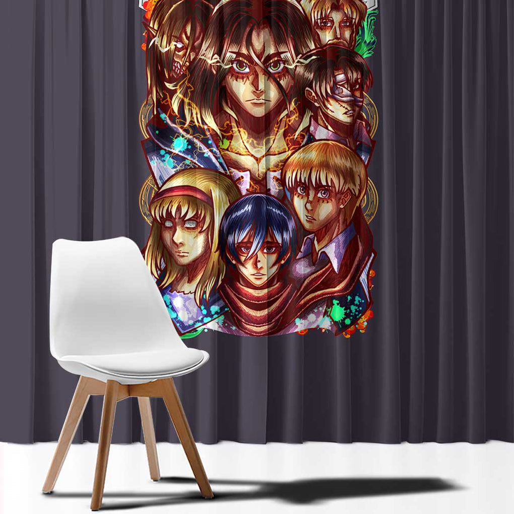 Final Chapter Attack on Titan Window Curtain Japan Anime Style