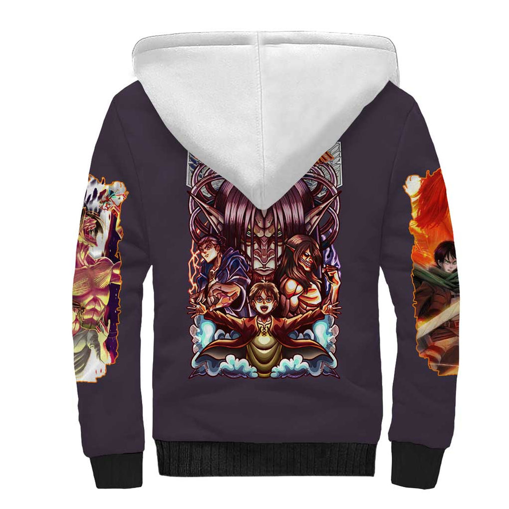 Eren Yeager Story Attack on Titan Sherpa Hoodie Japan Anime Style