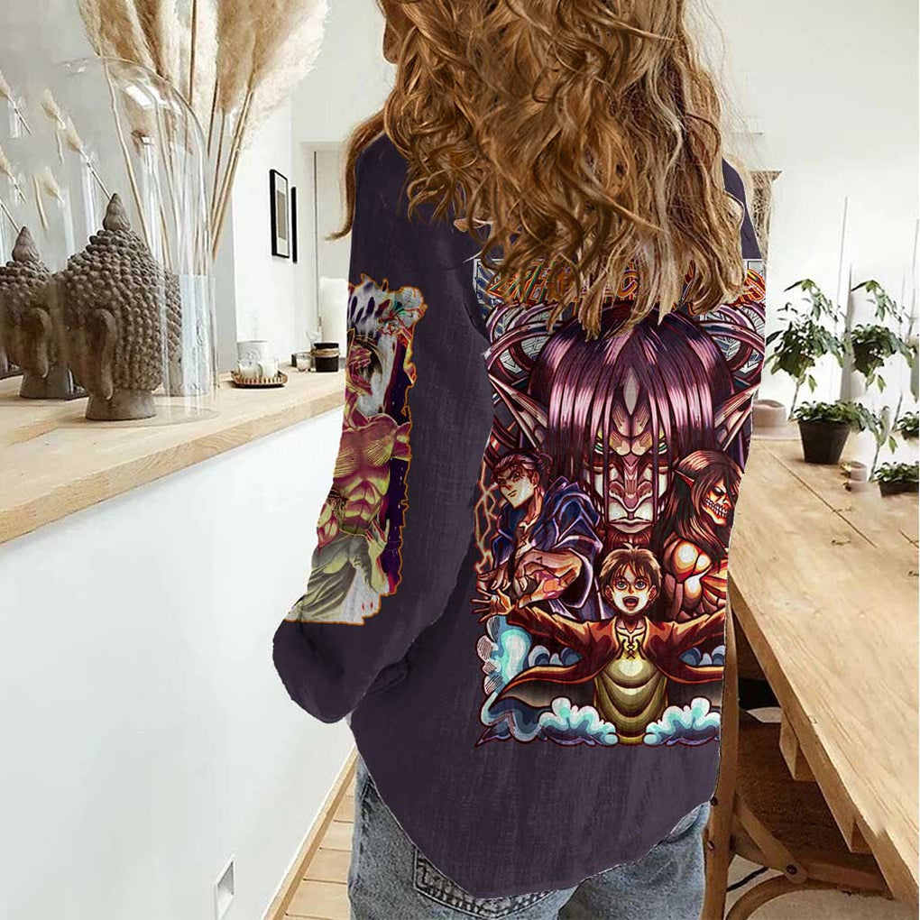 Eren Yeager Story Attack on Titan Women Casual Shirt Japan Anime Style