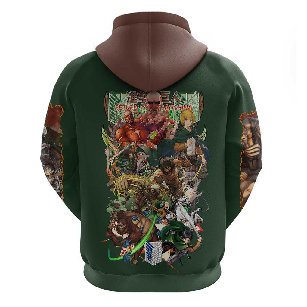 Return to Shiganshina Attack on Titan Zip Hoodie Japan Anime Style