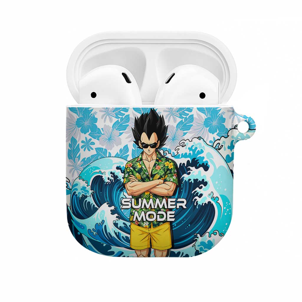 Vegeta Dragon Ball Summer Theme AirPods Case with Hawaiian Shirt Sunglasses Shenron and Ocean Wave Background - The Mazicc