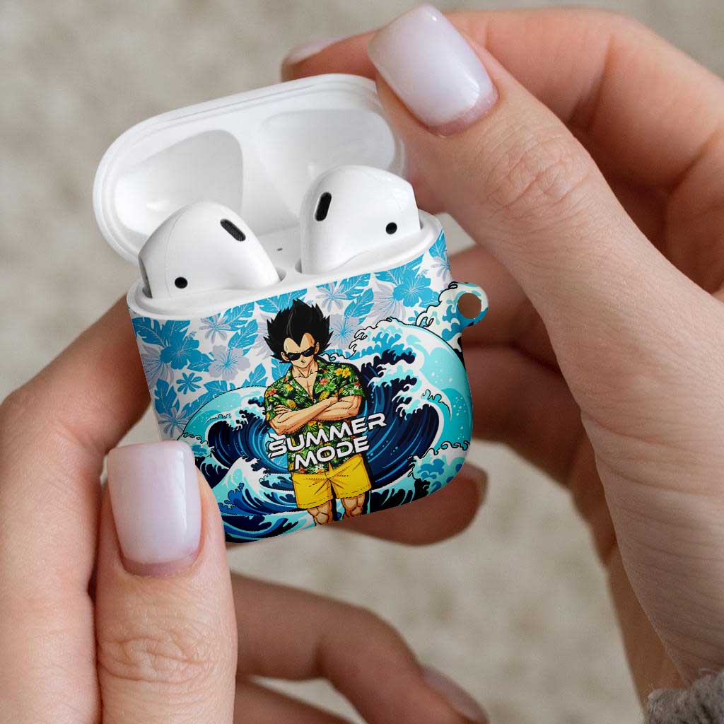 Vegeta Dragon Ball Summer Theme AirPods Case with Hawaiian Shirt Sunglasses Shenron and Ocean Wave Background - The Mazicc