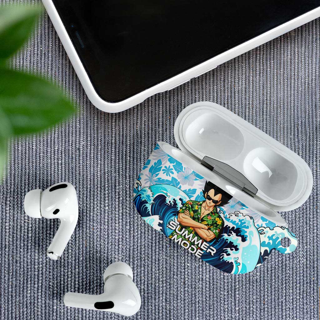 Vegeta Dragon Ball Summer Theme AirPods Case with Hawaiian Shirt Sunglasses Shenron and Ocean Wave Background - The Mazicc