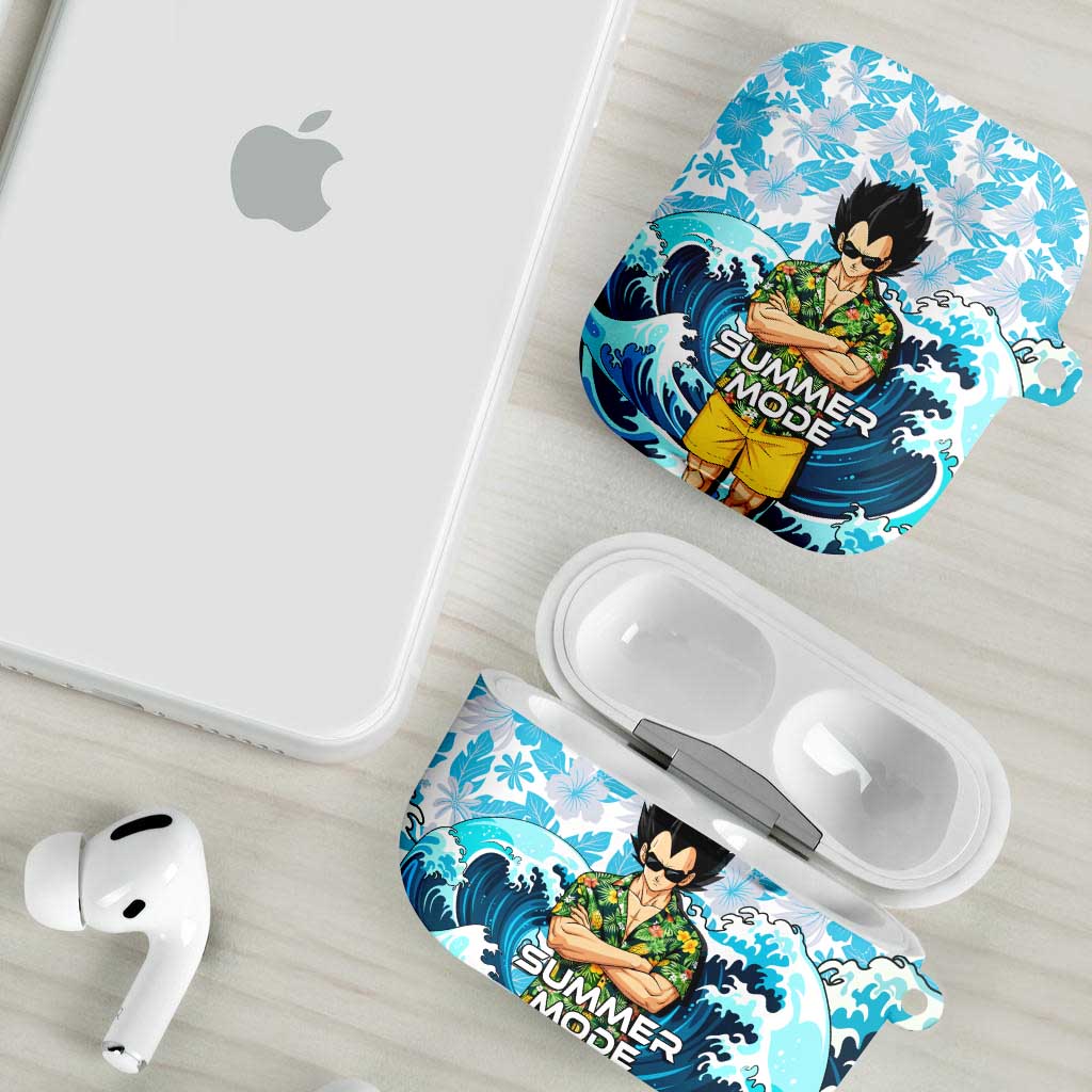 Vegeta Dragon Ball Summer Theme AirPods Case with Hawaiian Shirt Sunglasses Shenron and Ocean Wave Background - The Mazicc