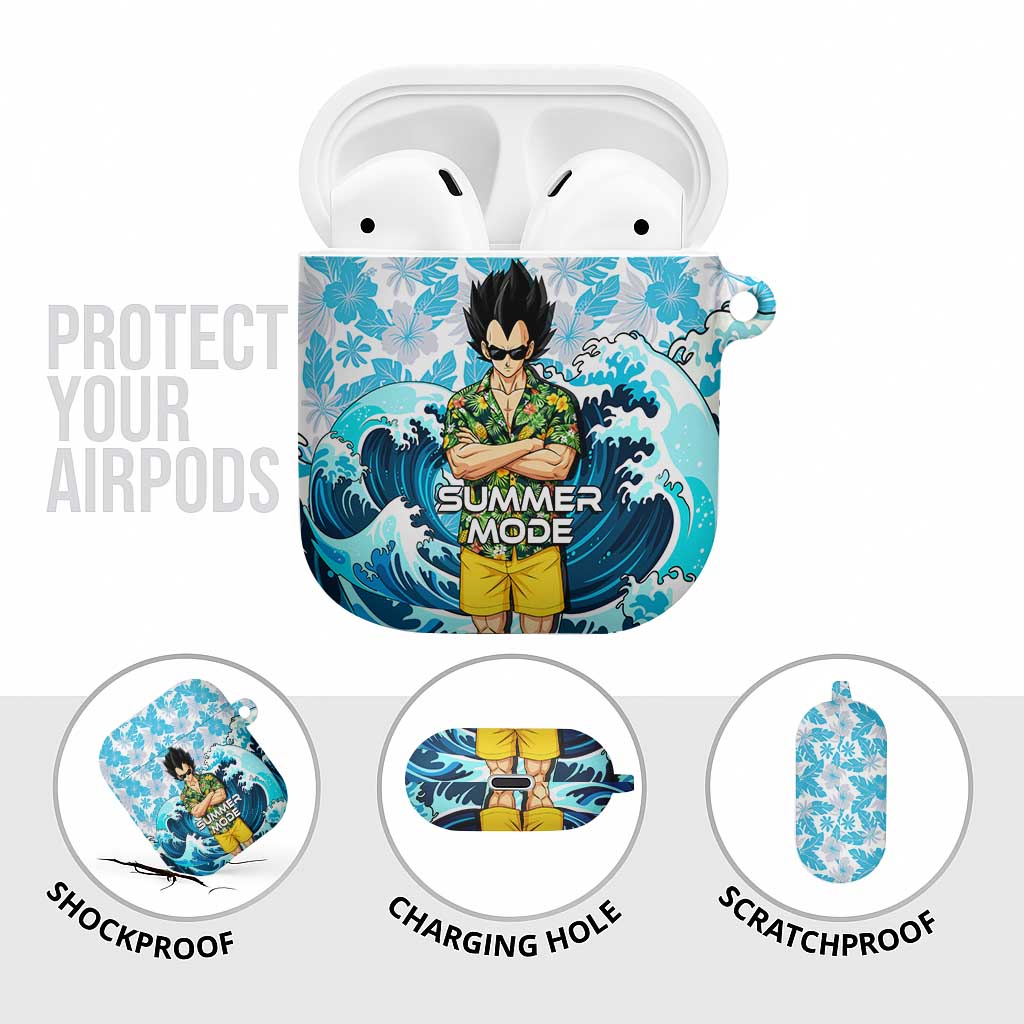 Vegeta Dragon Ball Summer Theme AirPods Case with Hawaiian Shirt Sunglasses Shenron and Ocean Wave Background - The Mazicc