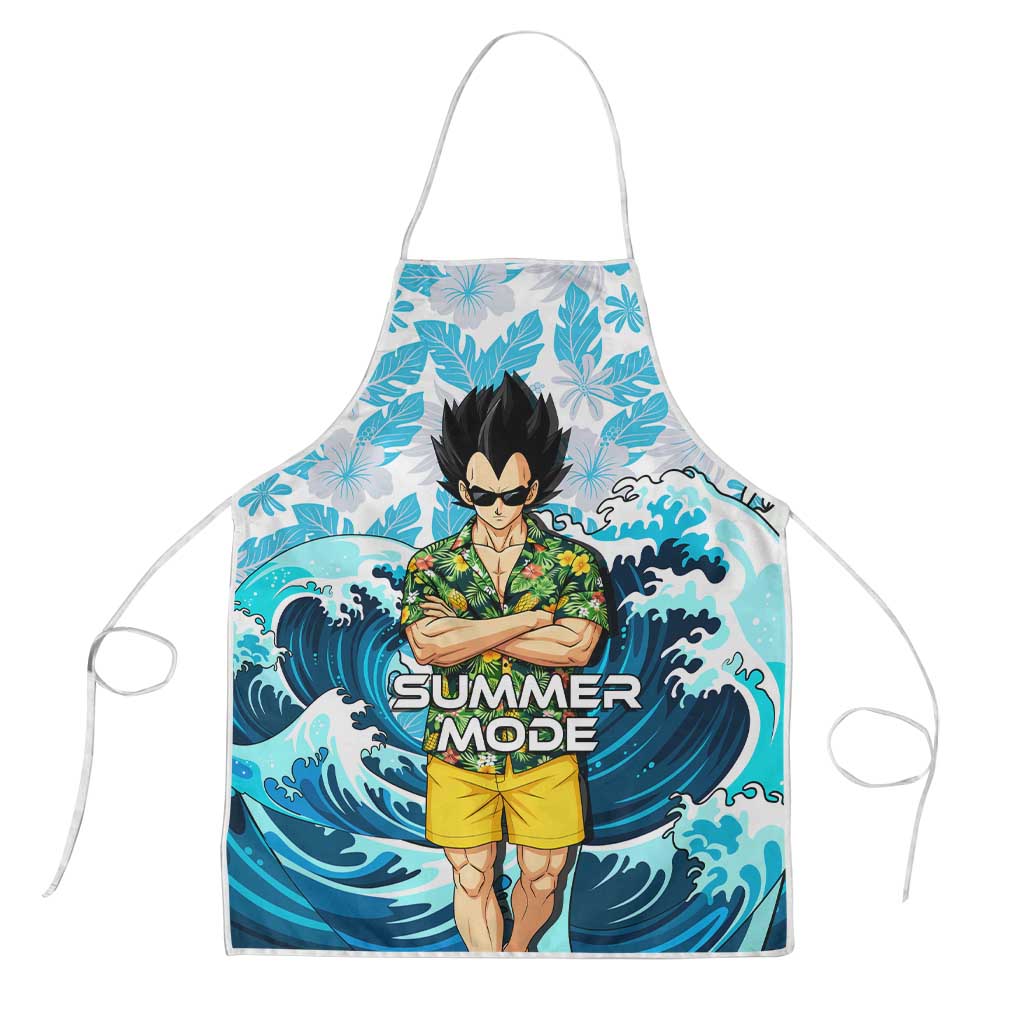 Vegeta Dragon Ball Summer Theme Apron with Hawaiian Shirt Sunglasses Shenron and Ocean Wave Background - The Mazicc