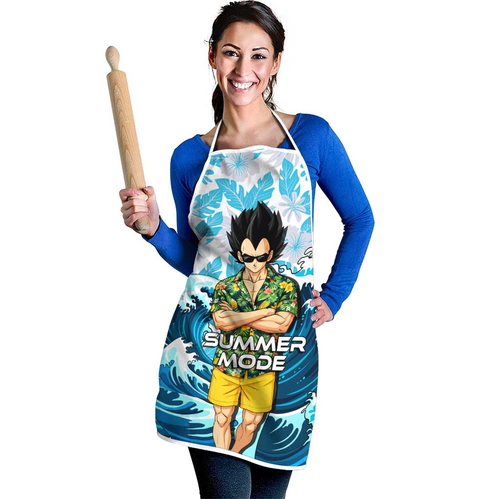 Vegeta Dragon Ball Summer Theme Apron with Hawaiian Shirt Sunglasses Shenron and Ocean Wave Background - The Mazicc
