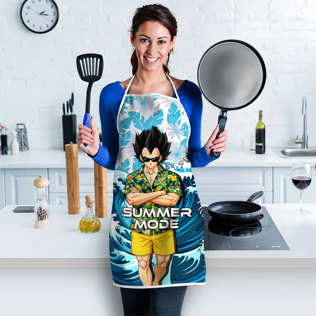 Vegeta Dragon Ball Summer Theme Apron with Hawaiian Shirt Sunglasses Shenron and Ocean Wave Background - The Mazicc