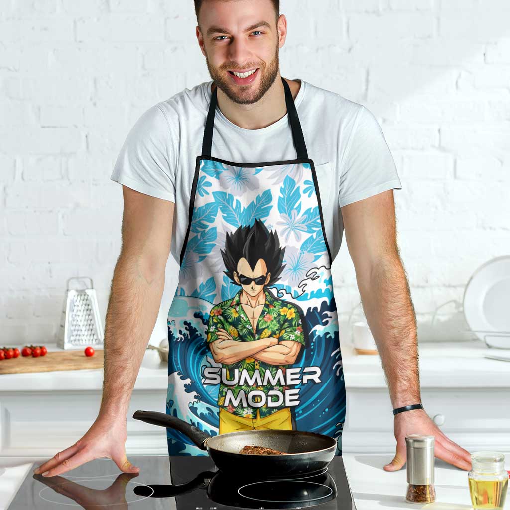 Vegeta Dragon Ball Summer Theme Apron with Hawaiian Shirt Sunglasses Shenron and Ocean Wave Background - The Mazicc